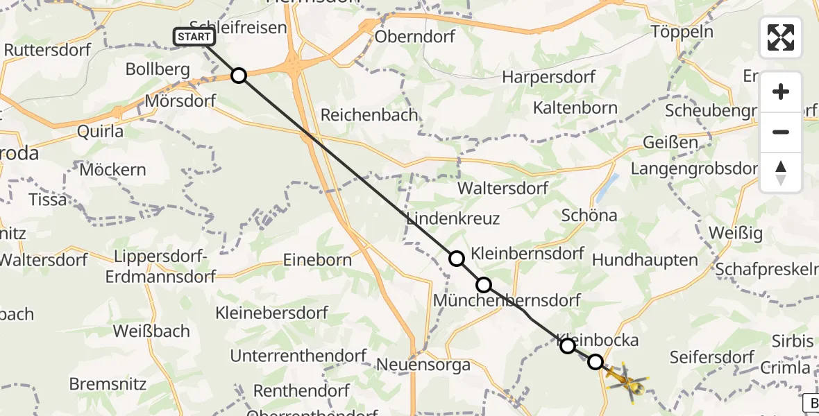 Flugroute Rettungshubschrauber Bobeck - Zedlitz, 04 April 2026, 12:47