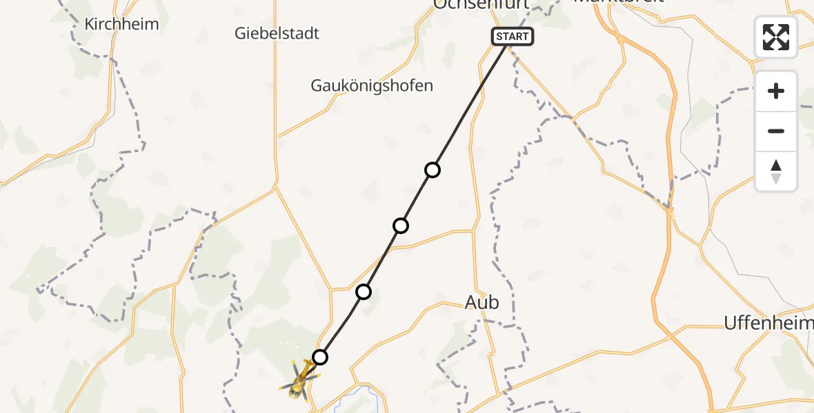 Flugroute Rettungshubschrauber Ochsenfurt - Röttingen, 04 April 2026, 13:01