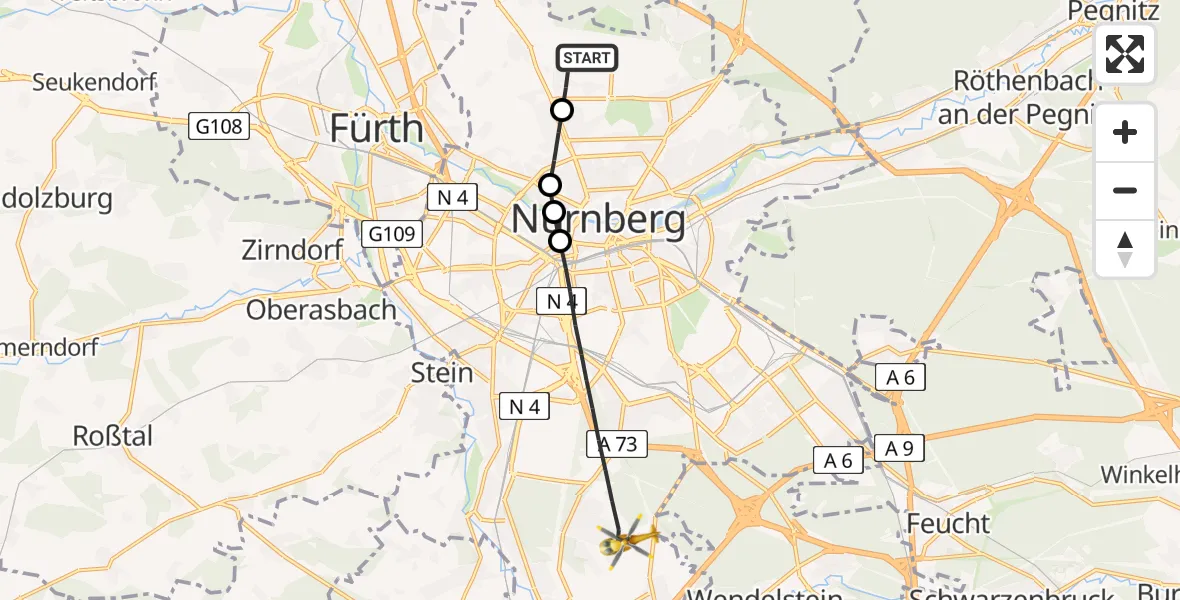 Flugroute Rettungshubschrauber Flughafen Nuremberg - Nürnberg, 04 April 2026, 13:06