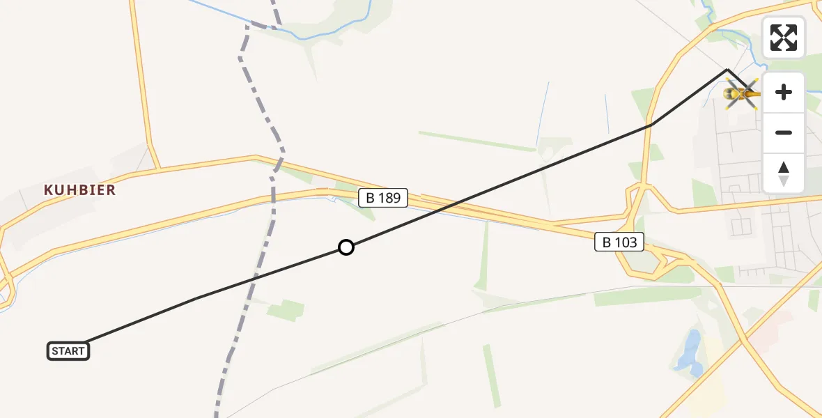 Flugroute Rettungshubschrauber Groß Pankow (Prignitz) - Pritzwalk, 04 April 2026, 13:36