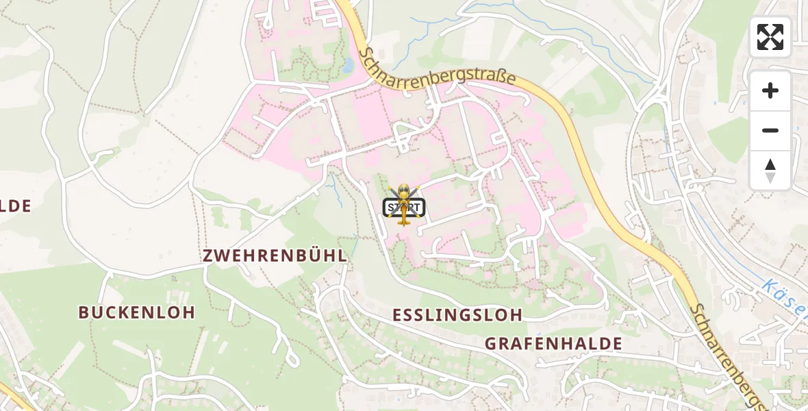 Flugroute Rettungshubschrauber Tübingen University Hospital - Tübingen University Hospital, 04 April 2026, 13:39