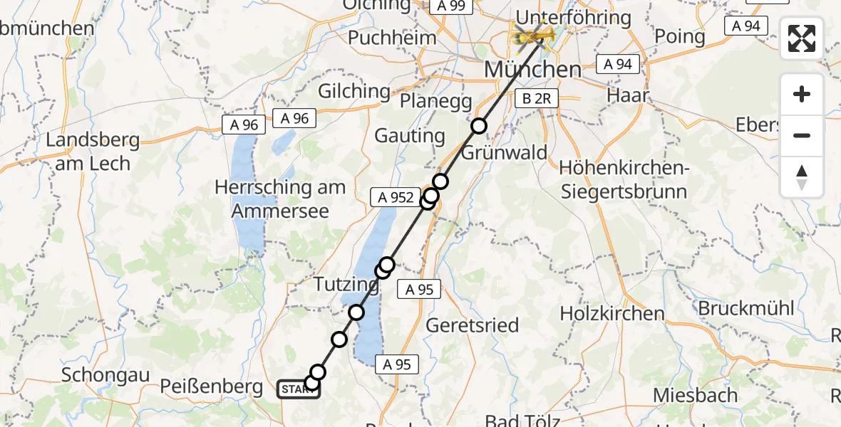 Flugroute Rettungshubschrauber Eberfing - München, 04 April 2026, 13:53