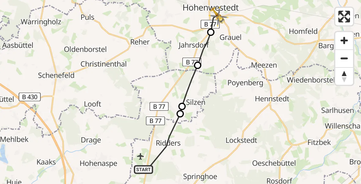 Flugroute Rettungshubschrauber Hohenlockstedt - Hohenwestedt, 04 April 2026, 13:59