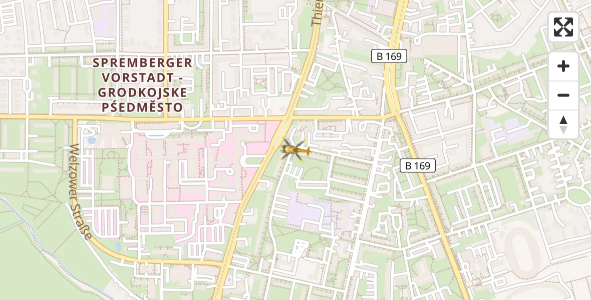 Flugroute Rettungshubschrauber Carl Thien Hospital Cottbus - Carl Thien Hospital Cottbus, 04 April 2026, 14:01