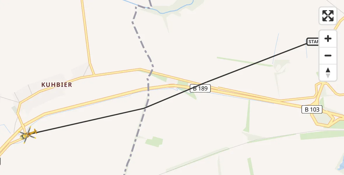 Flugroute Rettungshubschrauber Pritzwalk - Groß Pankow (Prignitz), 04 April 2026, 14:24