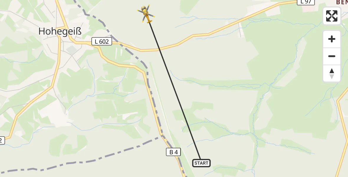 Flugroute Rettungshubschrauber Oberharz am Brocken - Oberharz am Brocken, 04 April 2026, 14:46