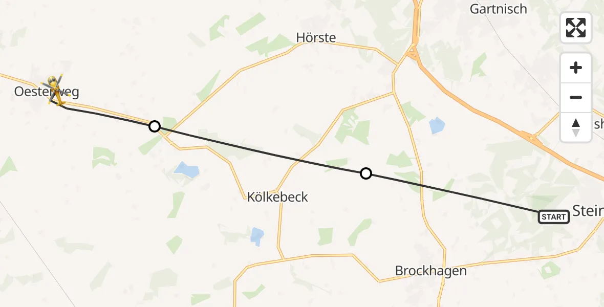 Routekaart van de vlucht: Rettungshubschrauber nach Versmold, Müllerweg