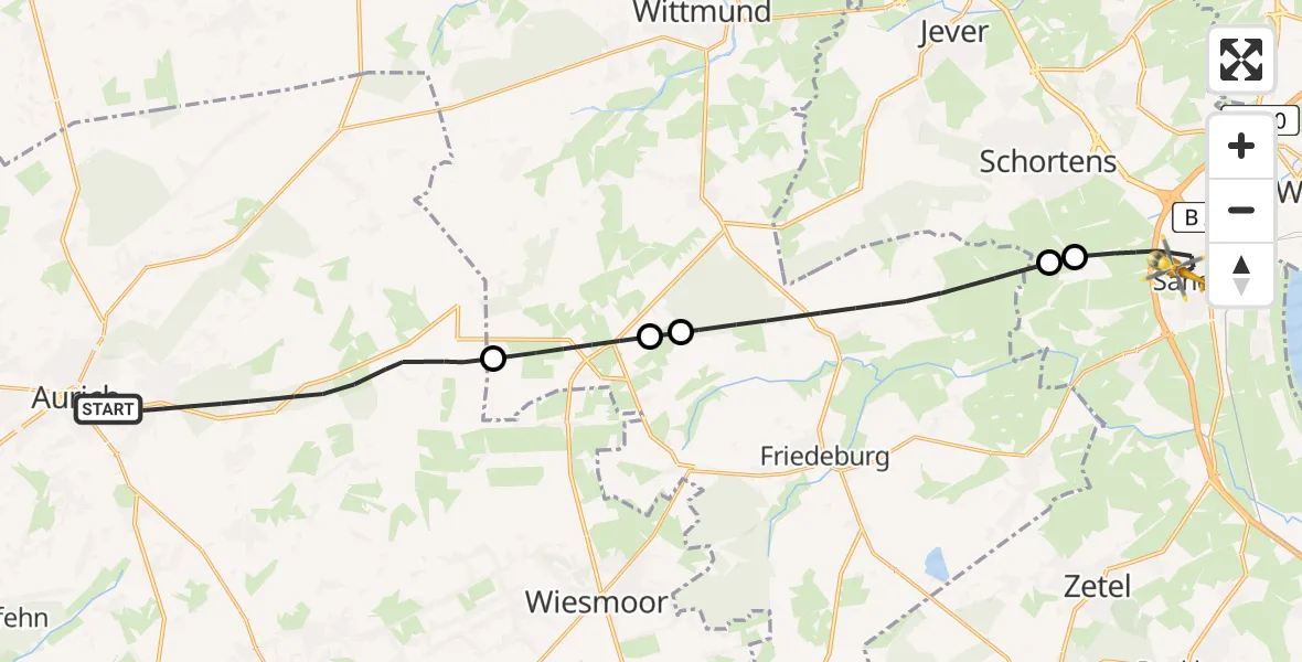 Flugroute Rettungshubschrauber Aurich - Sande, 04 April 2026, 15:12