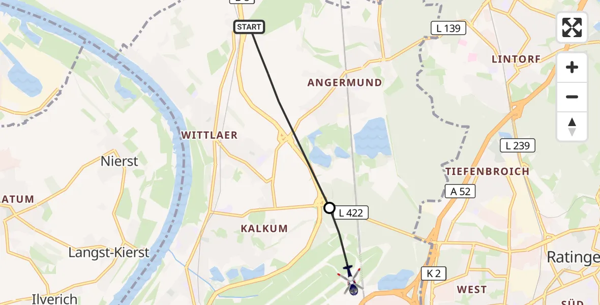 Flugroute Polizeihubschrauber Düsseldorf - Düsseldorf Flughafen, 04 April 2026, 15:19