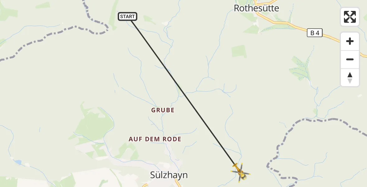 Flugroute Rettungshubschrauber Ellrich - Ellrich, 04 April 2026, 15:35
