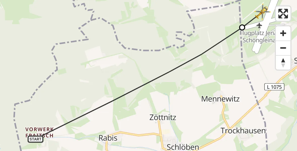 Flugroute Rettungshubschrauber Schlöben - Jena-Schöngleina Flugplatz, 04 April 2026, 15:44
