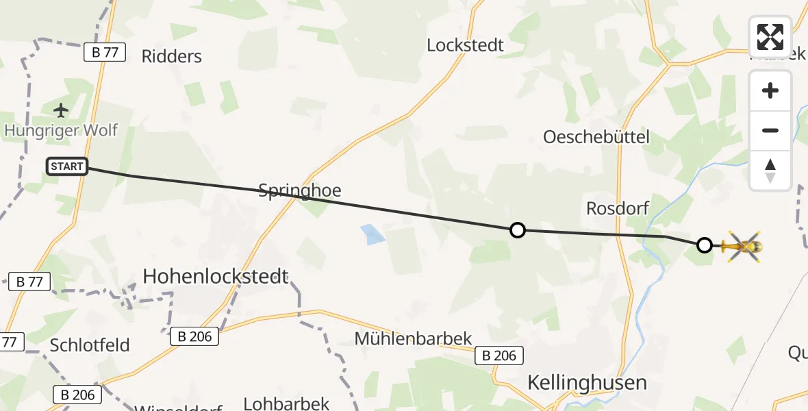 Flugroute Rettungshubschrauber Hohenlockstedt - Kellinghusen, 04 April 2026, 15:45