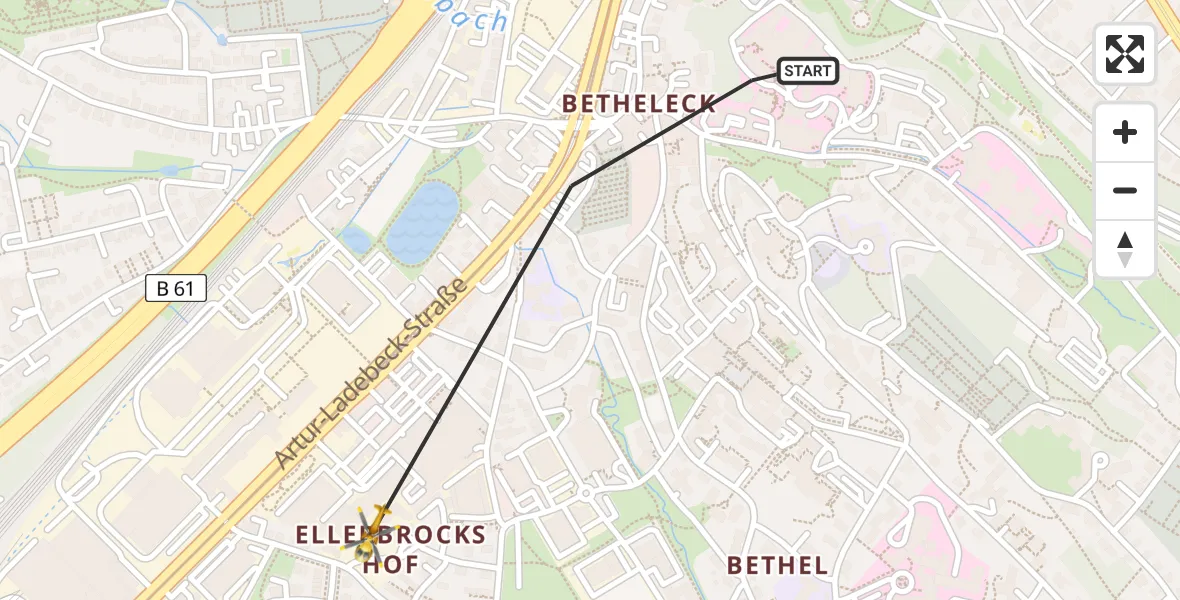 Flugroute Rettungshubschrauber Bielefeld - Bielefeld, 04 April 2026, 16:18