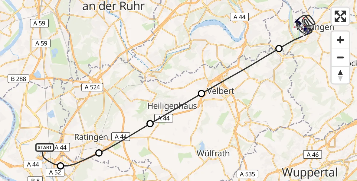 Flugroute Polizeihubschrauber Düsseldorf Flughafen - Hattingen, 04 April 2026, 16:38