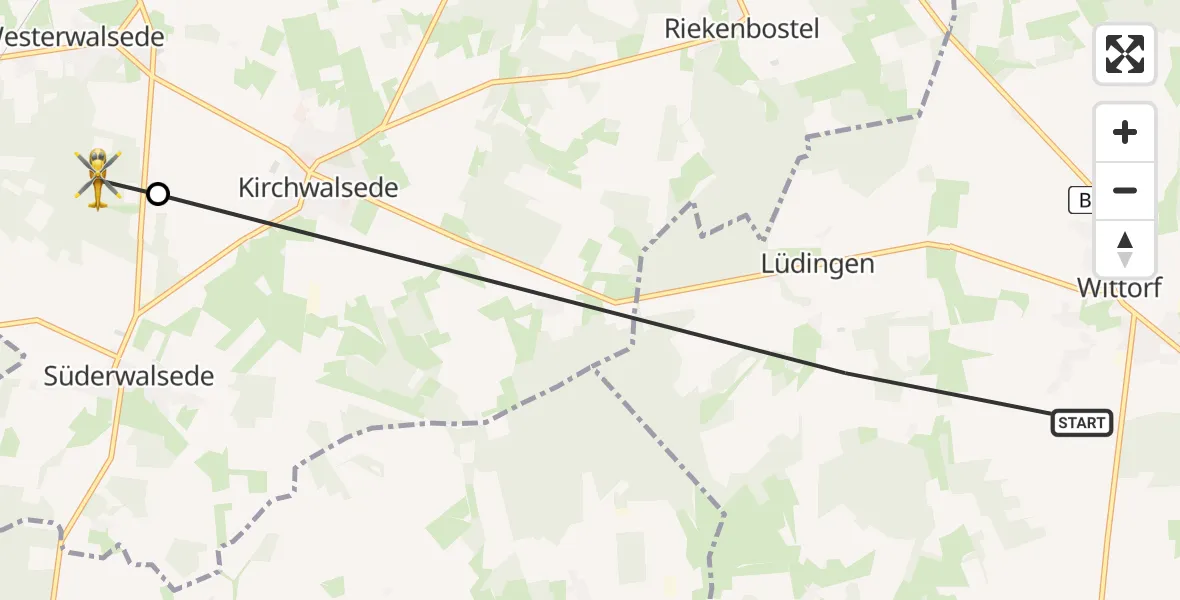 Flugroute Rettungshubschrauber Visselhövede - Westerwalsede, 04 April 2026, 16:39