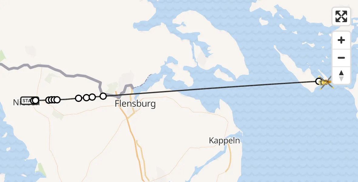 Flugroute Rettungshubschrauber Niebüll - Ærø Airfield, 04 April 2026, 16:42