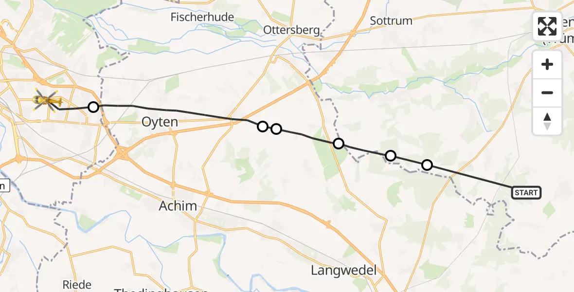 Flugroute Rettungshubschrauber Westerwalsede - Bremen, 04 April 2026, 16:42