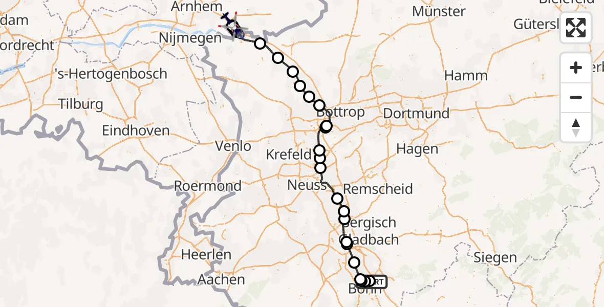 Flugroute Polizeihubschrauber Sankt Augustin - Emmerich am Rhein, 04 April 2026, 17:12