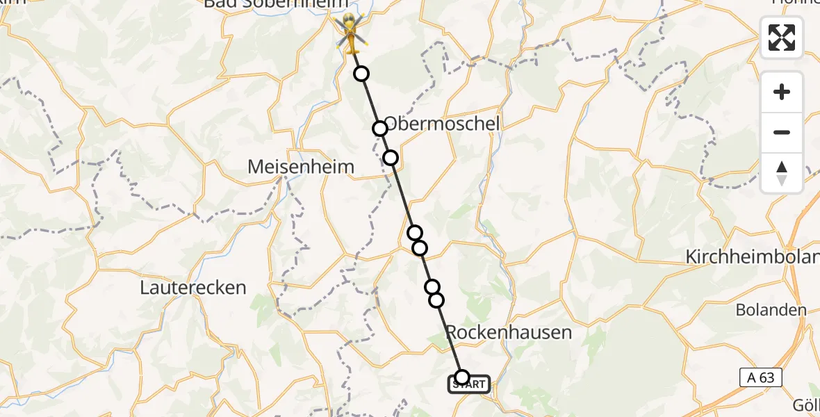 Flugroute Rettungshubschrauber Imsweiler UL - Odernheim am Glan, 04 April 2026, 17:16