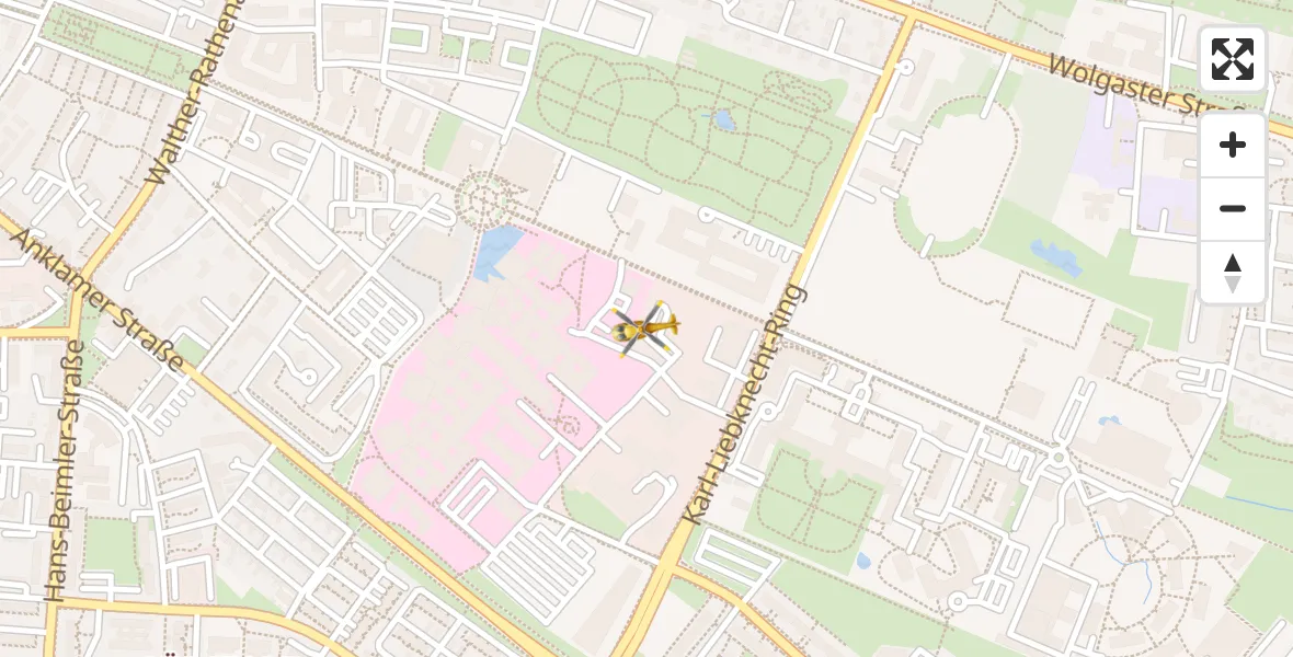 Flugroute Rettungshubschrauber Greifswald Hospital - Greifswald Hospital, 04 April 2026, 17:25
