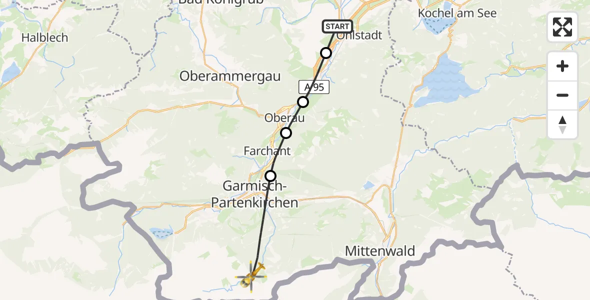 Flugroute Rettungshubschrauber Murnau a.Staffelsee - Garmisch-Partenkirchen, 04 April 2026, 17:38