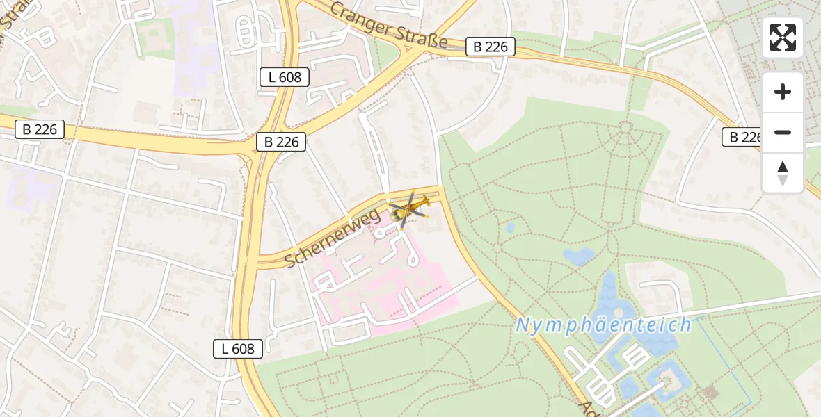 Flugroute Ambulanzhubschrauber Gelsenkirchen - Gelsenkirchen, 04 April 2026, 18:44