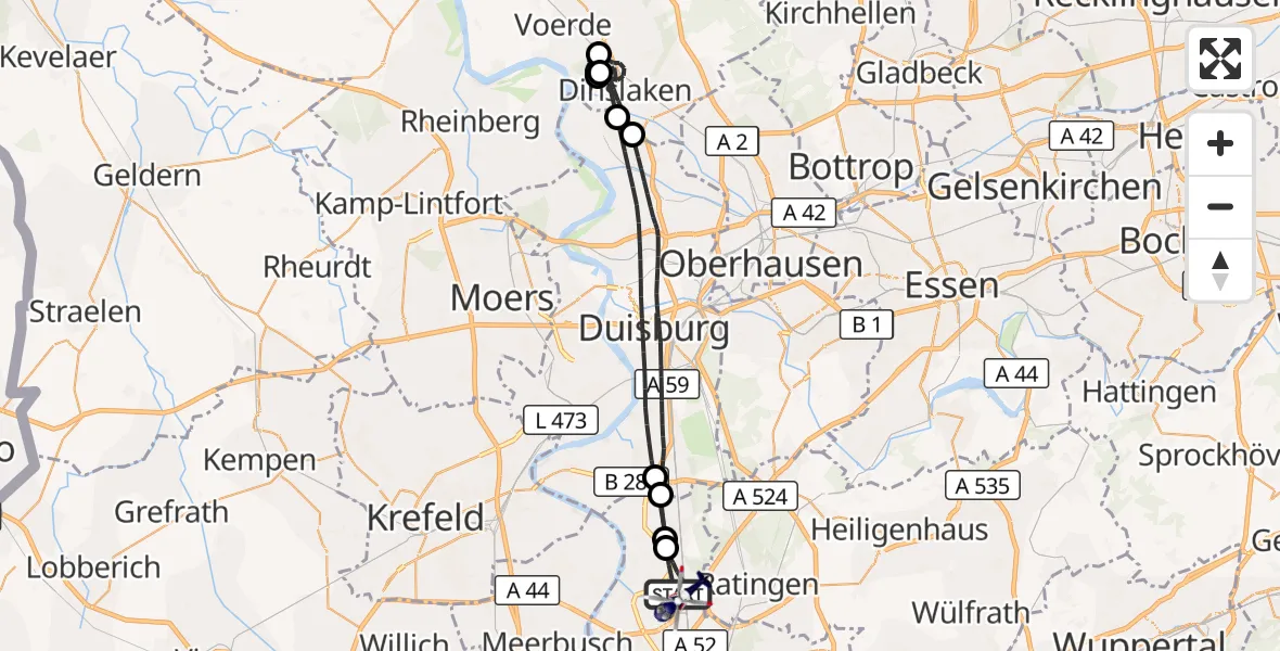 Flugroute Polizeihubschrauber Düsseldorf Flughafen - Düsseldorf Flughafen, 04 April 2026, 19:16