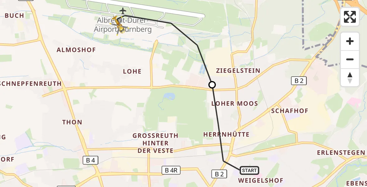 Flugroute Ambulanzhubschrauber Nürnberg - Flughafen Nuremberg, 04 April 2026, 19:43