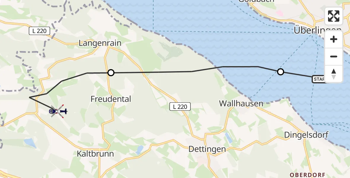 Flugroute Polizeihubschrauber Überlingen - Allensbach, 04 April 2026, 19:55