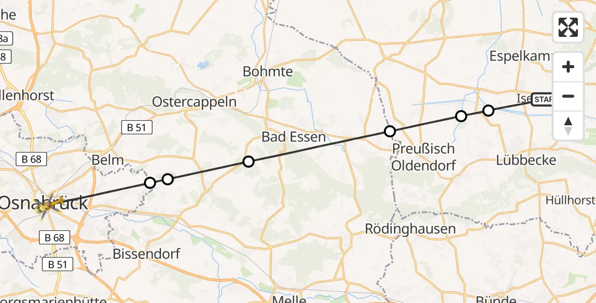 Flugroute Ambulanzhubschrauber Espelkamp - Osnabrück, 04 April 2026, 20:26