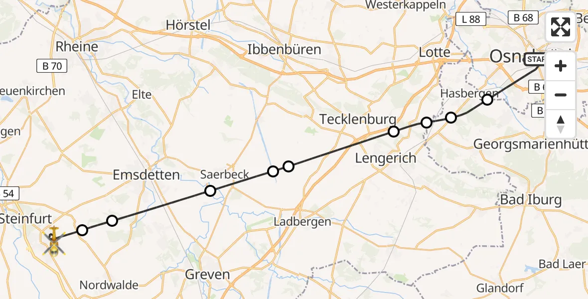 Routekaart van de vlucht: Ambulanzhubschrauber nach Steinfurt, Amselweg