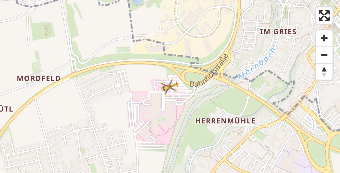 Flugroute Rettungshubschrauber Altötting-Burghausen District Hospital Altötting - Altötting-Burghausen District Hospital Altötting, 05 April 2026, 00:41