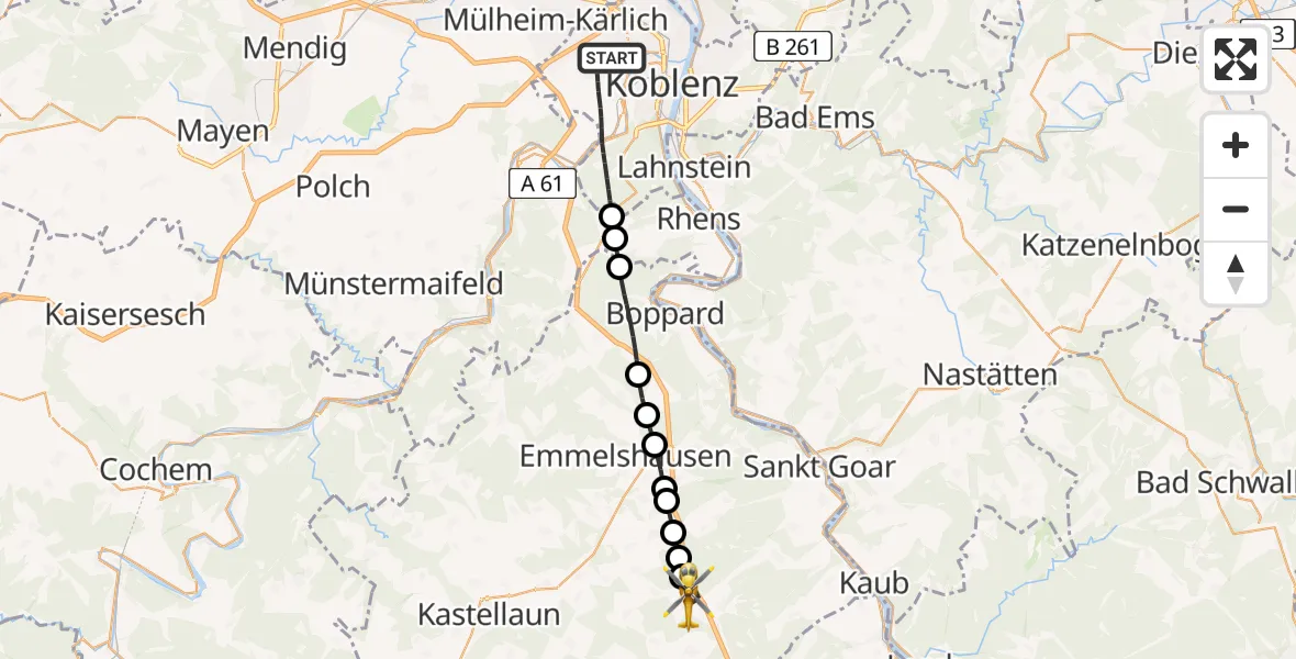 Flugroute Rettungshubschrauber Koblenz - Laudert, 05 April 2026, 05:39