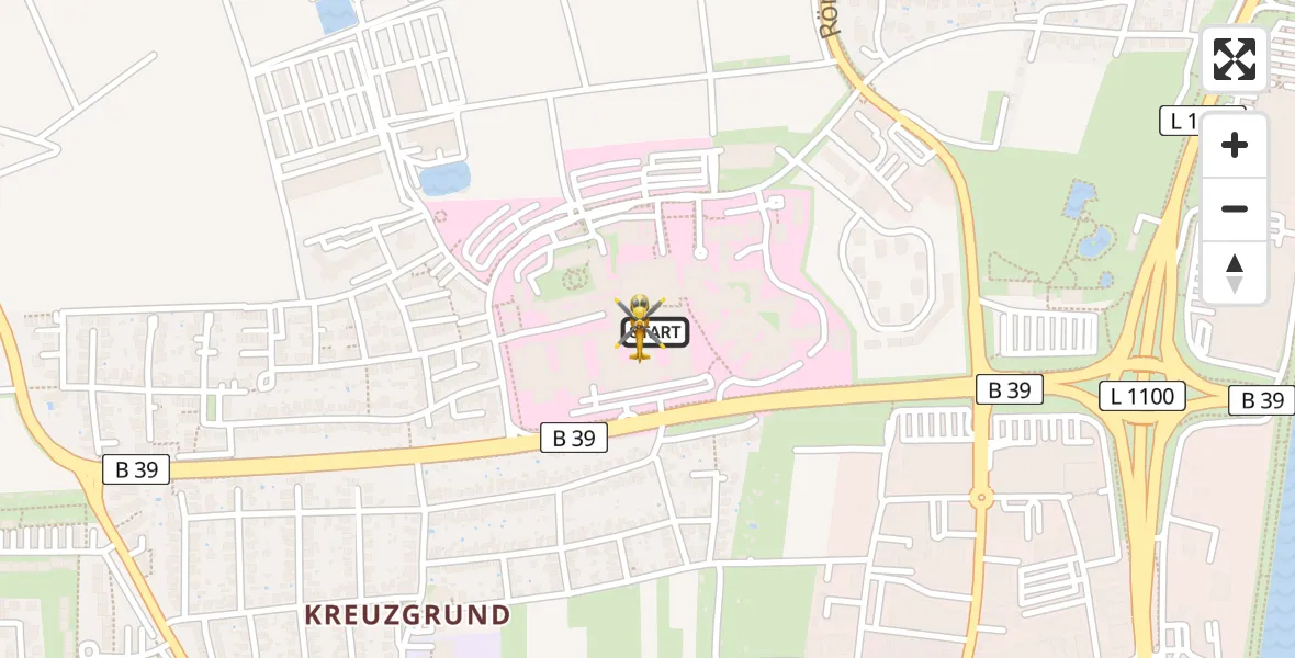 Flugroute Rettungshubschrauber Heilbronn Hospital - Heilbronn Hospital, 05 April 2026, 06:22