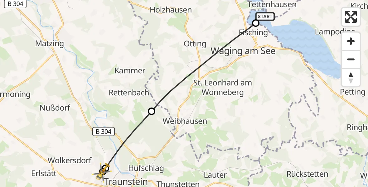 Flugroute Rettungshubschrauber Waginger See - Traunstein Hospital, 05 April 2026, 07:01