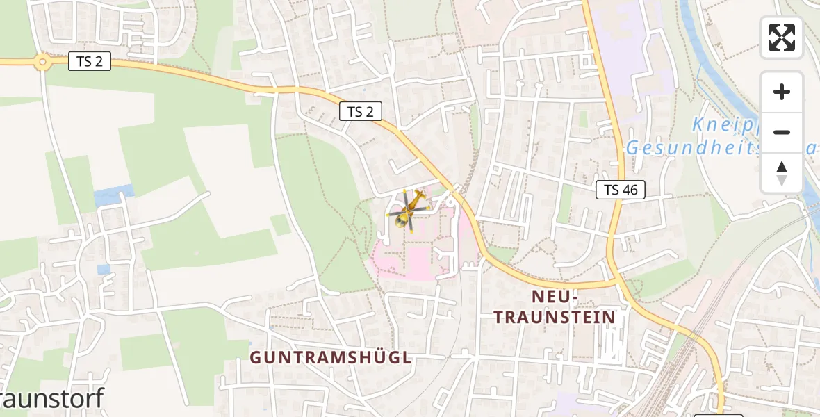 Flugroute Rettungshubschrauber Traunstein Hospital - Traunstein Hospital, 05 April 2026, 07:06
