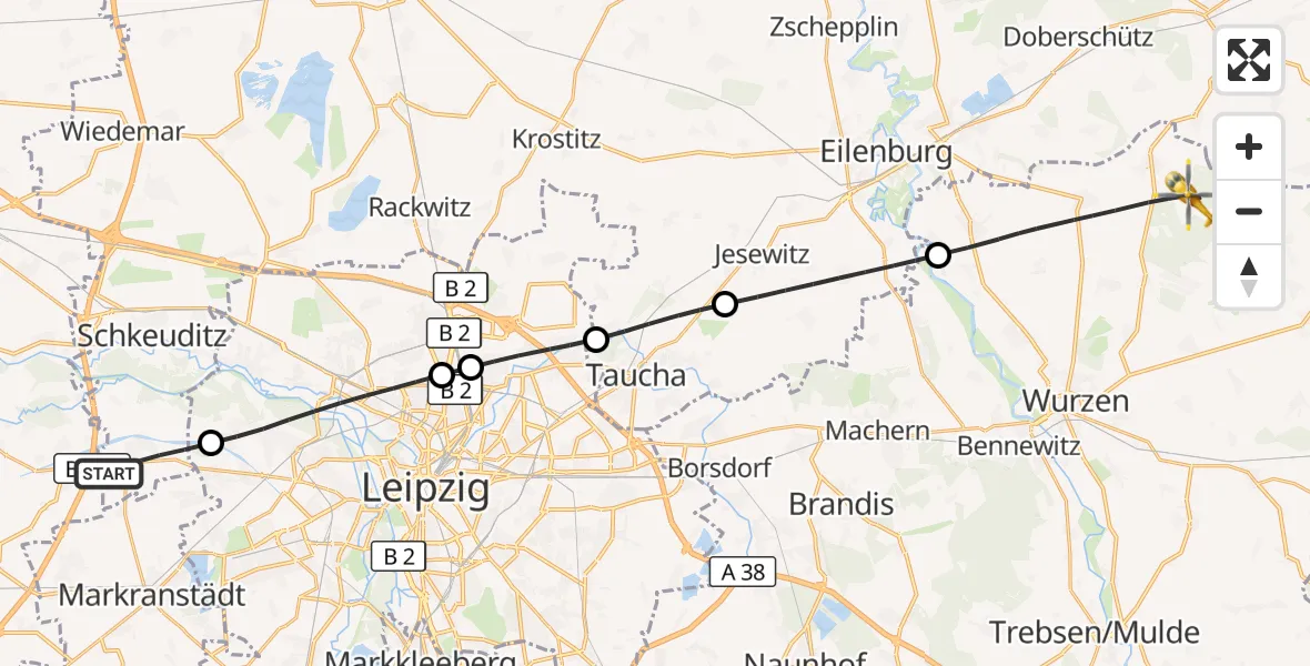 Flugroute Rettungshubschrauber Schkeuditz - Thallwitz, 05 April 2026, 07:26
