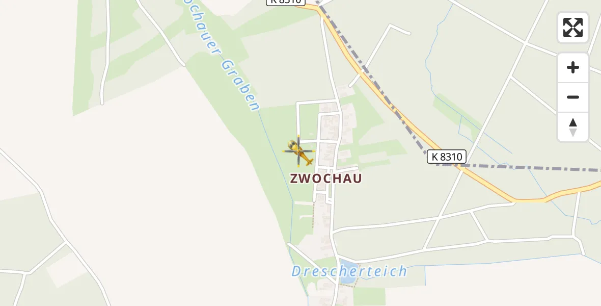 Flugroute Rettungshubschrauber Thallwitz - Thallwitz, 05 April 2026, 07:37