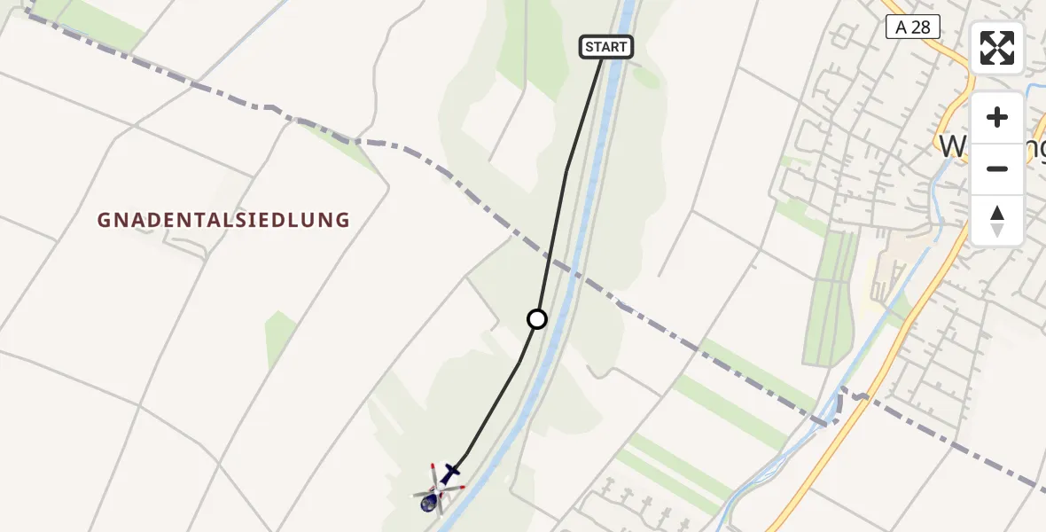 Flugroute Polizeihubschrauber Wehringen - Großaitingen, 05 April 2026, 07:50
