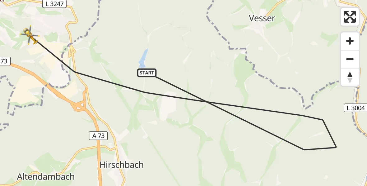 Flugroute Rettungshubschrauber Schleusingen - Suhl, 05 April 2026, 08:00