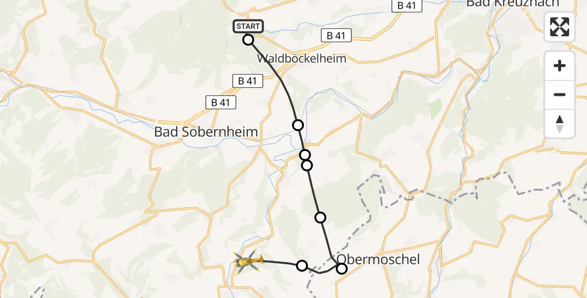 Routekaart van de vlucht: Rettungshubschrauber nach Rehborn, L 234