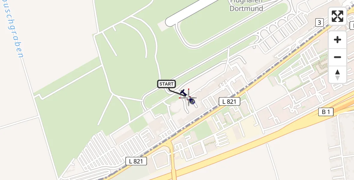 Flugroute Polizeihubschrauber Dortmund Flughafen - Dortmund Flughafen, 05 April 2026, 08:38
