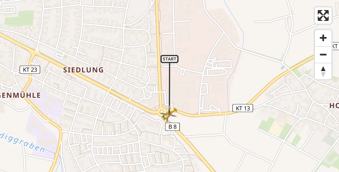 Flugroute Rettungshubschrauber Kitzingen - Kitzingen, 05 April 2026, 08:58