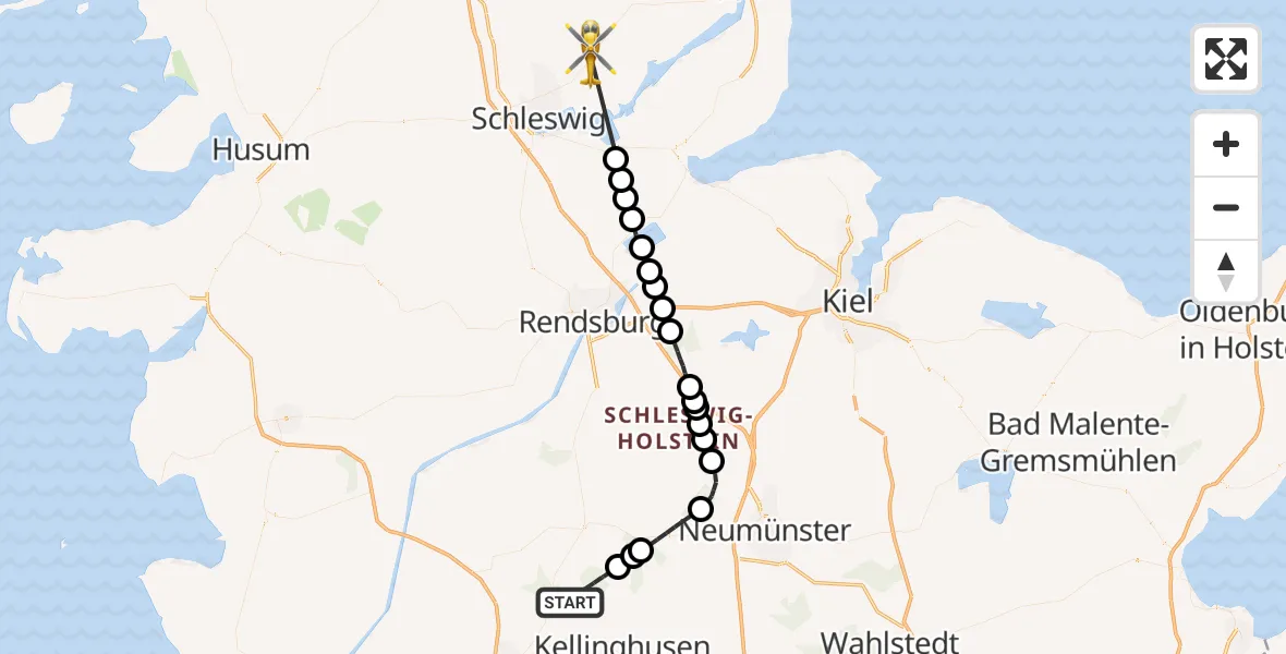 Flugroute Rettungshubschrauber Hohenlockstedt - Twedt, 05 April 2026, 09:02