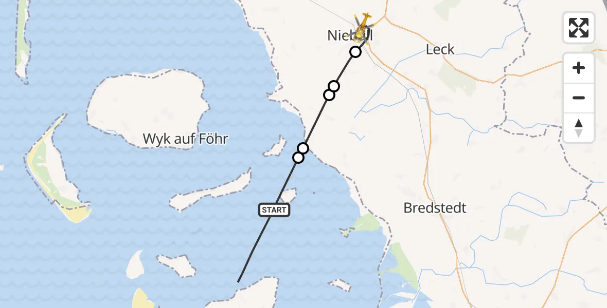Flugroute Rettungshubschrauber Gröde - Niebüll, 05 April 2026, 09:22