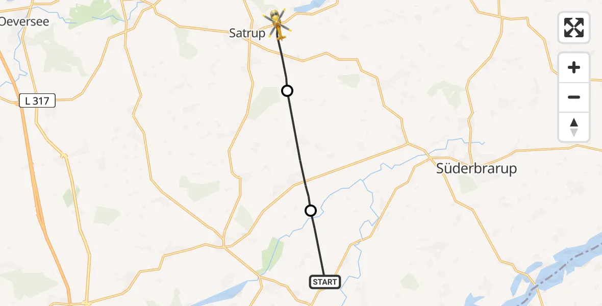 Flugroute Rettungshubschrauber Twedt - Mittelangeln, 05 April 2026, 09:22
