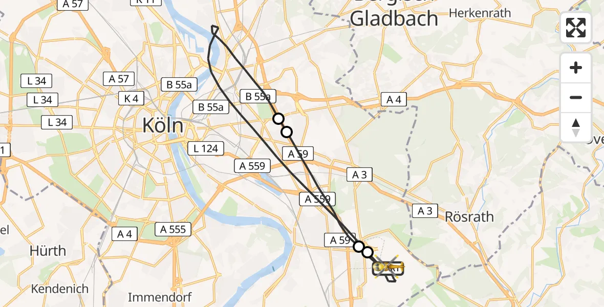 Flugroute Ambulanzhubschrauber Köln Bonn Flughafen - Köln Bonn Flughafen, 05 April 2026, 10:00
