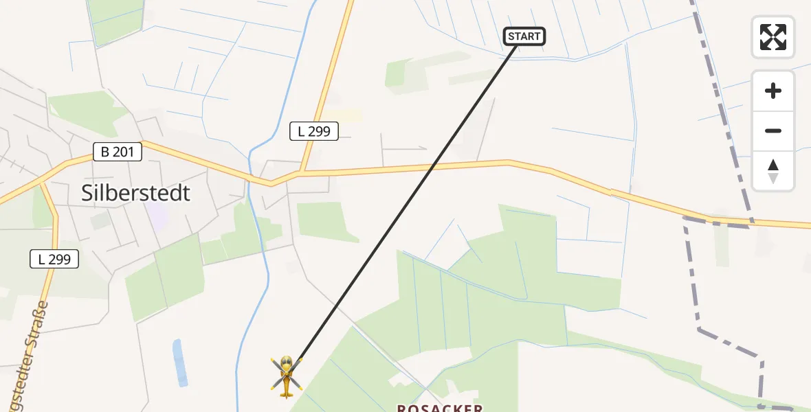 Flugroute Rettungshubschrauber Silberstedt - Silberstedt, 05 April 2026, 10:24