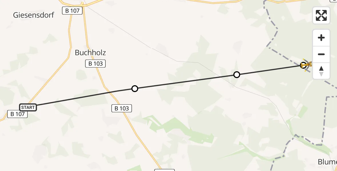 Flugroute Rettungshubschrauber Pritzwalk - Heiligengrabe, 05 April 2026, 10:30