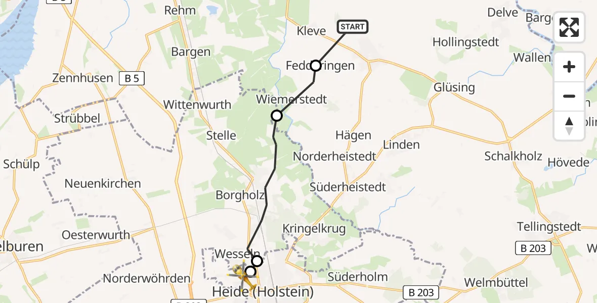 Flugroute Rettungshubschrauber Hennstedt - Heide, 05 April 2026, 10:33